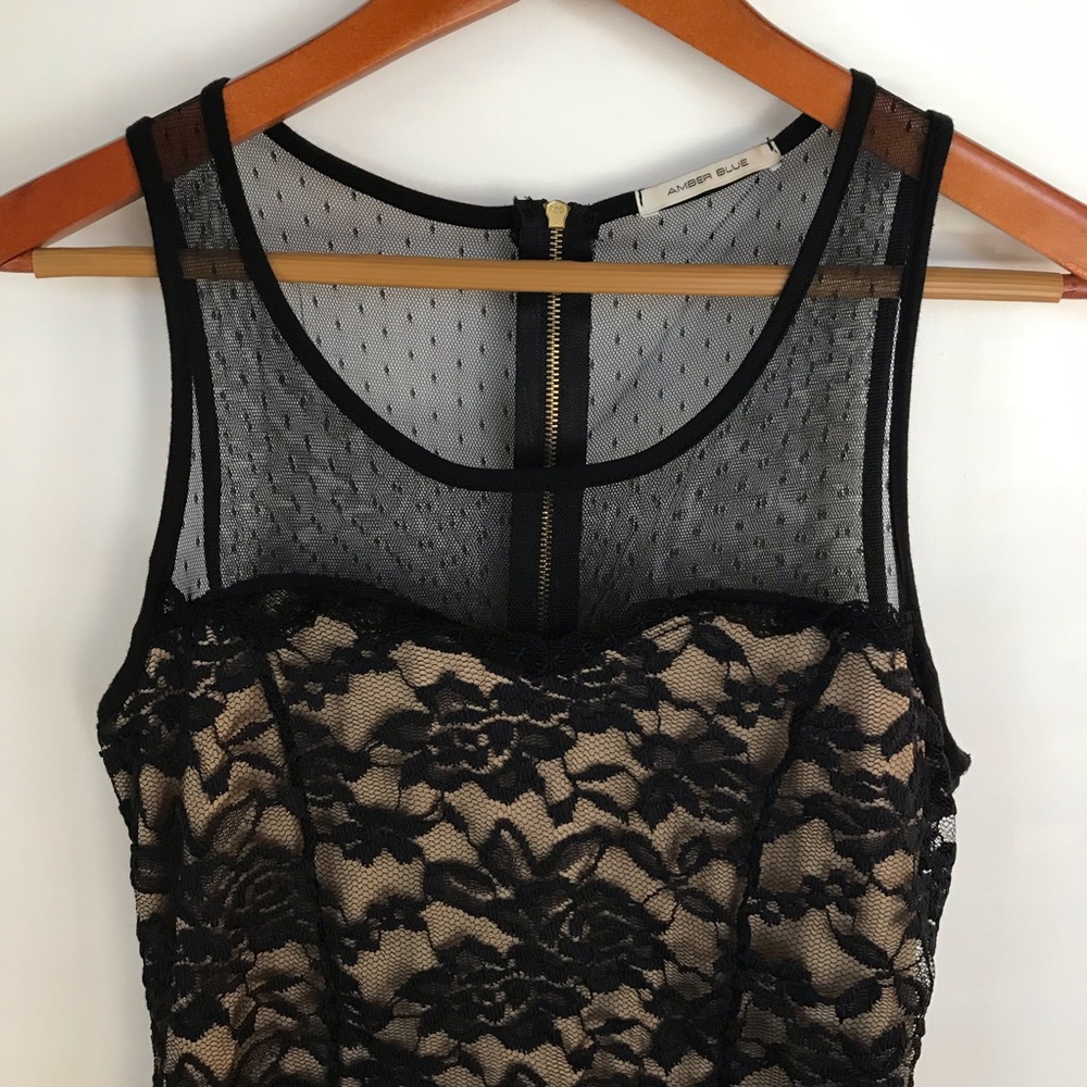 Amber Blue Lace Top, Lined Dress